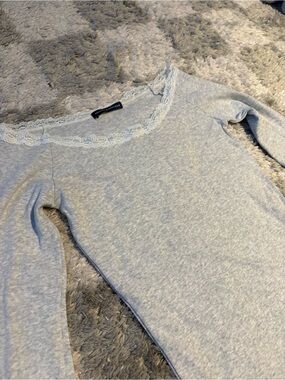 Brandy Melville Light Gray Lace Off the shoulder Top